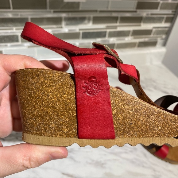 Yokono wedge sandals leather cork Lady Bug stamp made in Spain - Picture 7 of 13